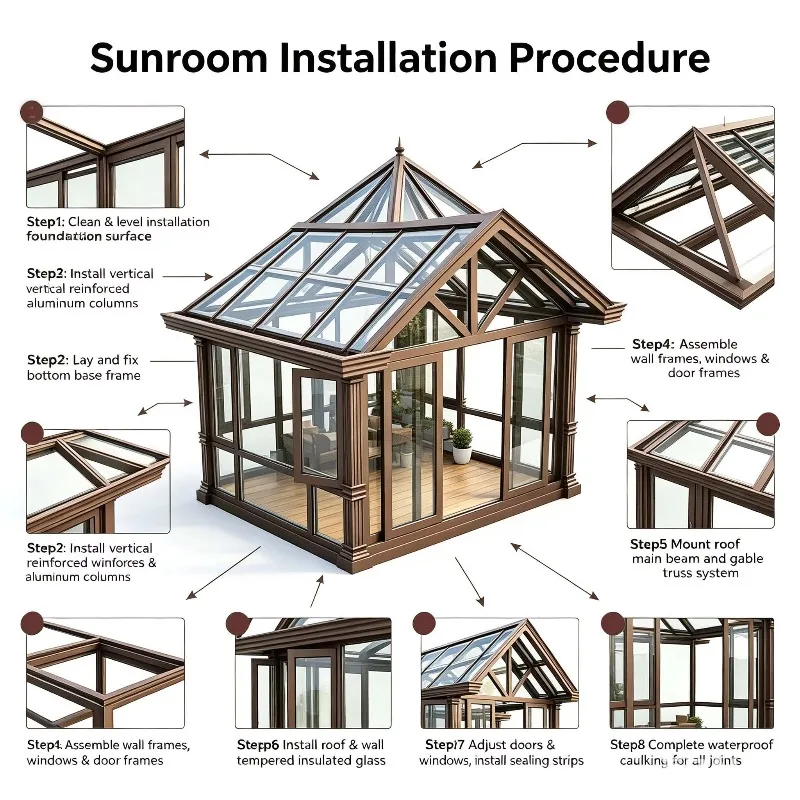 Professional Grade Aluminum Sunroom Glass House Conservatory Tempered Glass Insulated Sun Room for Commercial Use Work