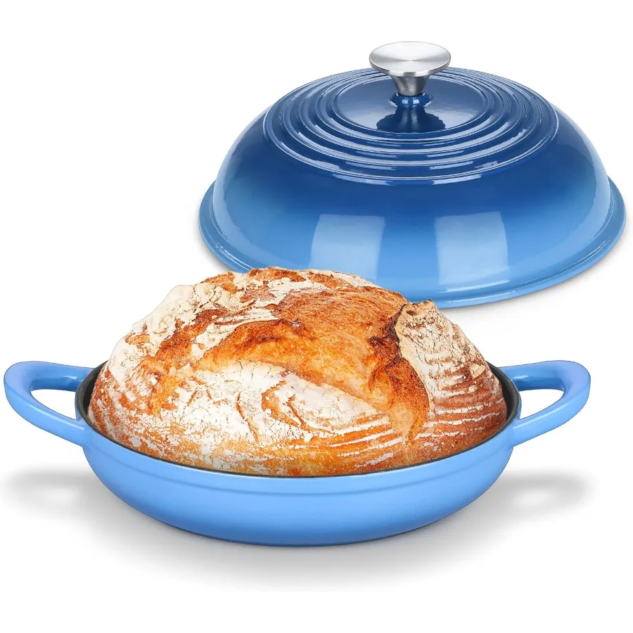 

Bread Dutch Oven for Sourdough Baking 5.5 QT Enameled Cast Iron Dutch Oven Pot with Lid Sourdough Bread Pan with Heavy Duty Dua
