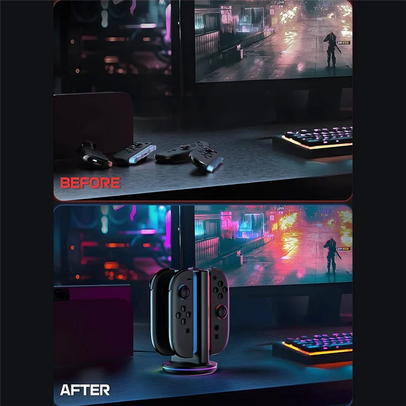 FFYY-Switch 2用充電ドック、Switch 2用充電スタンドドック、Type-C電源&9 RGBライトモードコントローラースタンド、急速充電スタンド