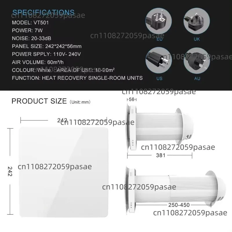 Wall-Mounted ERV for Single Room Heat Recovery Ventilation