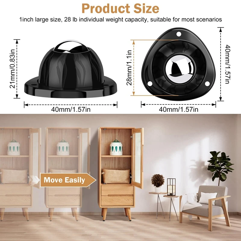 ABUL-Furniture Small Rubber Feet-Swivel Ball Casters For Electrical Appliances Mop Buckets Table Legs Flower Pots