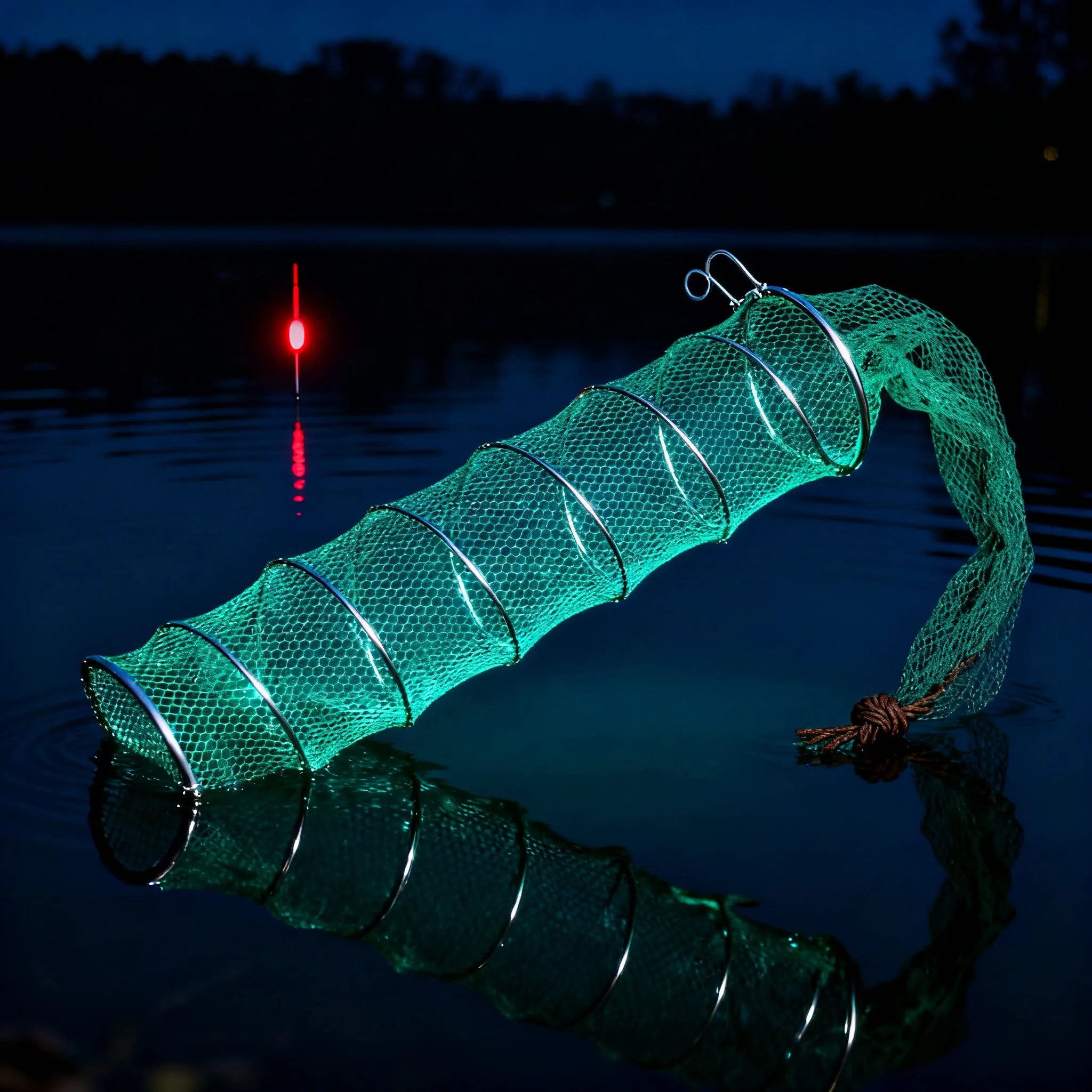 

Shrimp Crab Lobster Eel Container Foldable Spring Fishing Net Collapsible Nylon Mesh with Plastic Body and Steel Frame Green