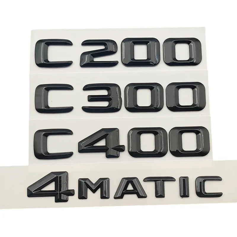 3d ABS czarne Logo C200 C220 C180 C300 C400 emblemat litery bagażnik samochodowy naklejana etykieta dla Mercedes Benz W204 W205 akcesoria