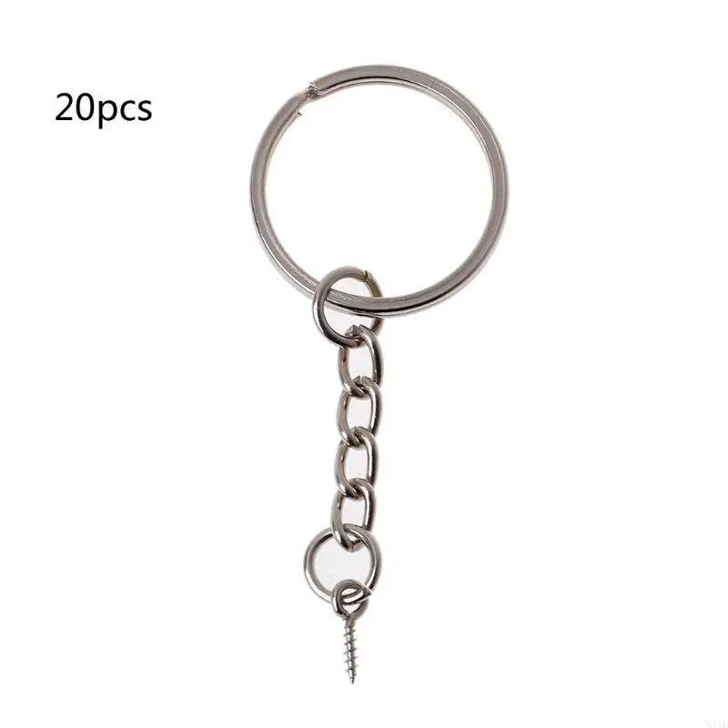 

X7XB 20x Keychain Rings for Crafts Keychains Rings with Chain Open Jump Rings and Screw Eye Pins for Crafts Keychain Making