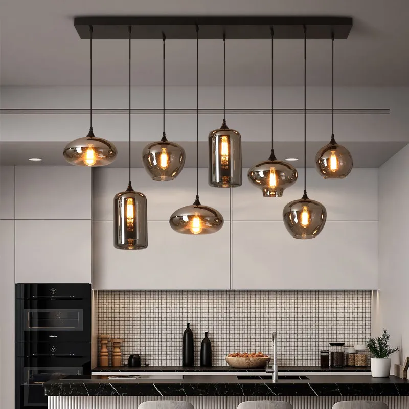 Glass Chandelier Restaurant Exhibition Hall Bar Counter Ceiling Lamp Creative Luxurious Large Pendant Light Electroplating Lamps