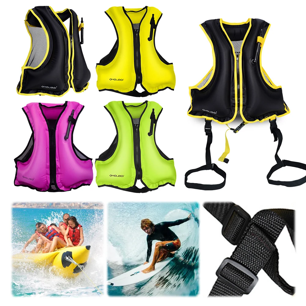 

Inflatable Snorkeling Vest Adjustable Swimming Life Vest Water Sports Safety Vest for Snorkeling Swimming Kayaking Boating