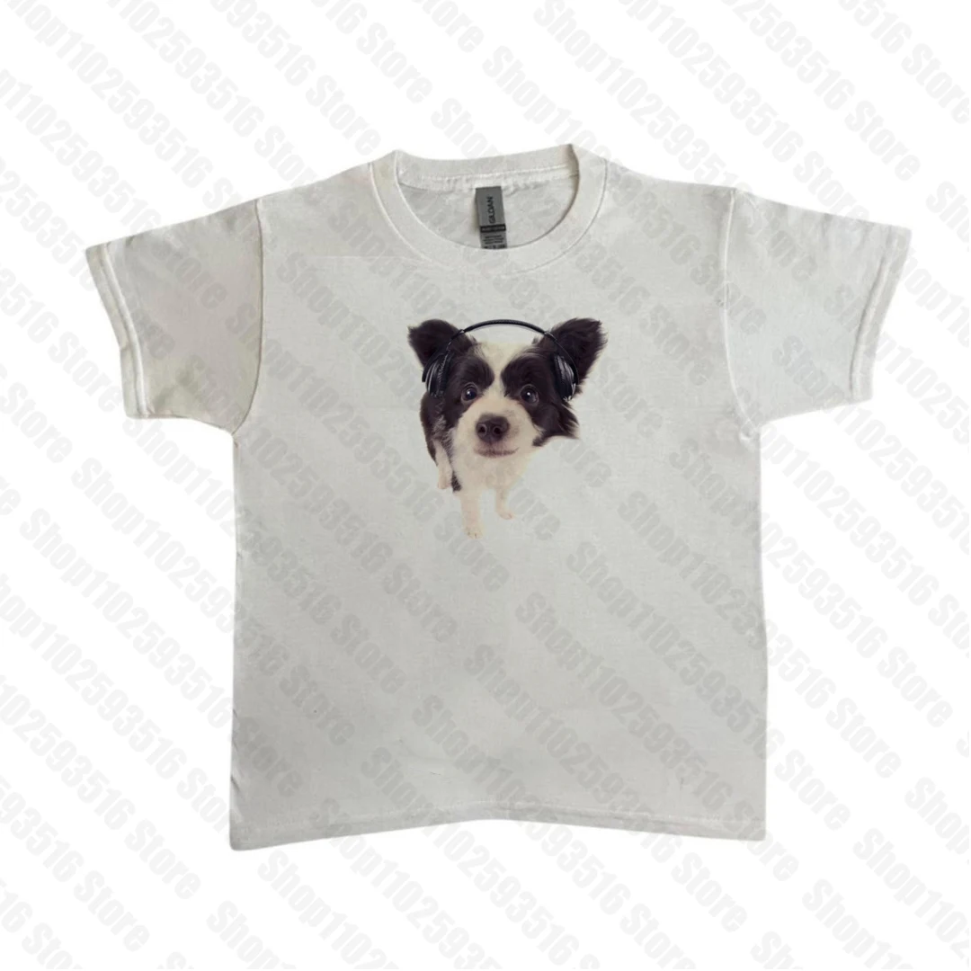 Camiseta informal Vintage con estampado de perro divertido para mujer, ropa de calle para bebé, camiseta estética de manga corta, ropa Y2k, Tops cortos góticos Emo Girl