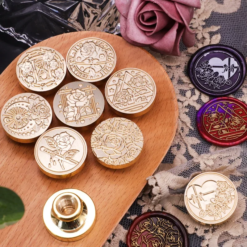 

Wax Seal Stamp Heads Rose Pattern for Wedding Invitation Envelope Scrapbooking Flower Stamp for Card Making Craft Decoration