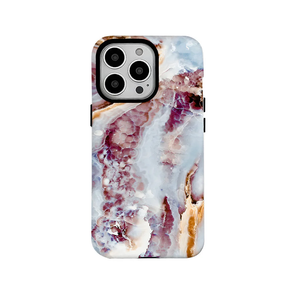 

Frozen Leaves - Cute Marble Phone Case for iPhone 16 15 14 13 12 11 X XS XR XSMAX 8 Pro Max Plus Luxury Double-layer Back Cover