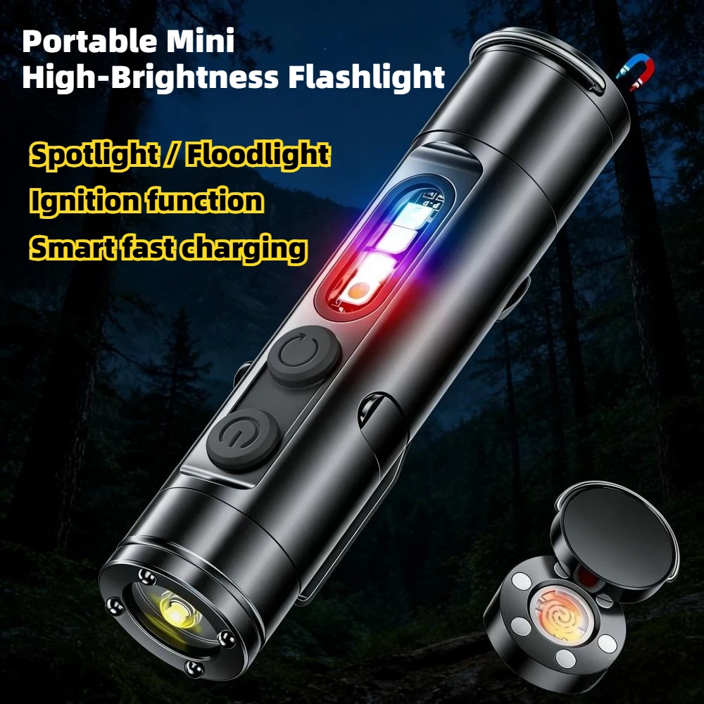 

Многофункциональный портативный мини-фонарик высокой яркости со встроенным аккумулятором, магнитным креплением и длительным сроком службы батареи, светодиодный фонарь.