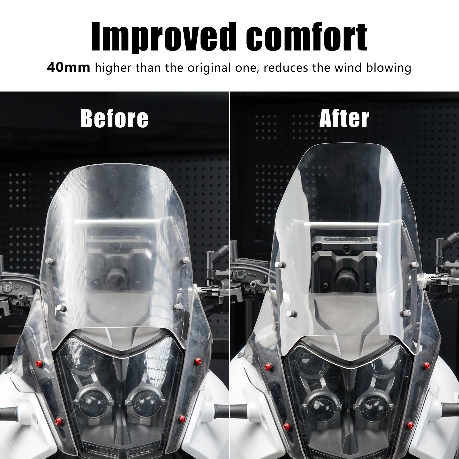 

For Yamaha Tenere 700 XTZ700 Windshield Motorcycle Windscreen for Yamaha Tenere 700 2019 2020 2021 2022 2023 2024