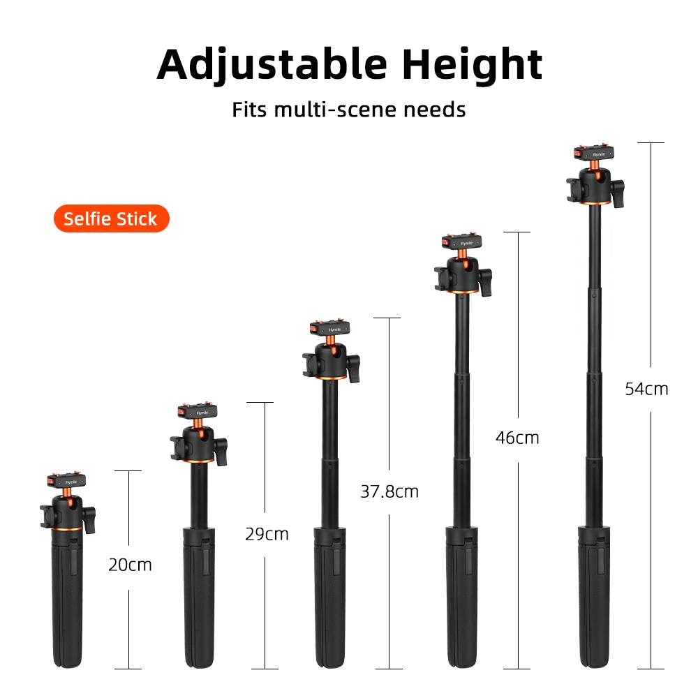 Flymile Stativ für Insta360 X6/X5/Ace Pro 2 Kamera, Verstellbares Stativ, Selfie-Stick mit Schnellverschluss-Adapter-Zubehör – Detail 6