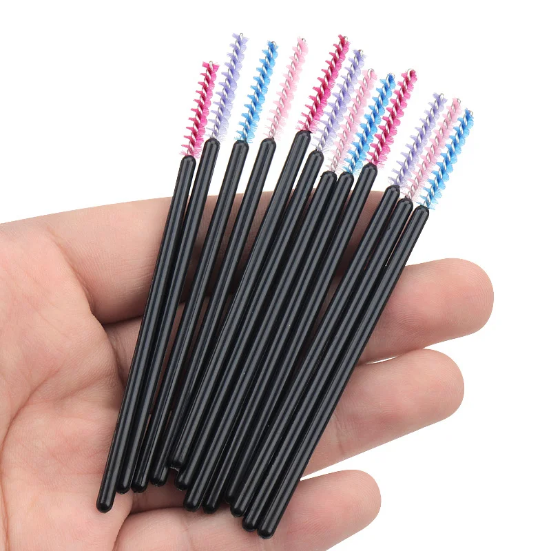 브Pincéis de maquiagem para cílios, escova descartável de cristal para sobrancelha, cabo de diamante, varinhas de rímel, maquiagem profissional, ferramenta de beleza