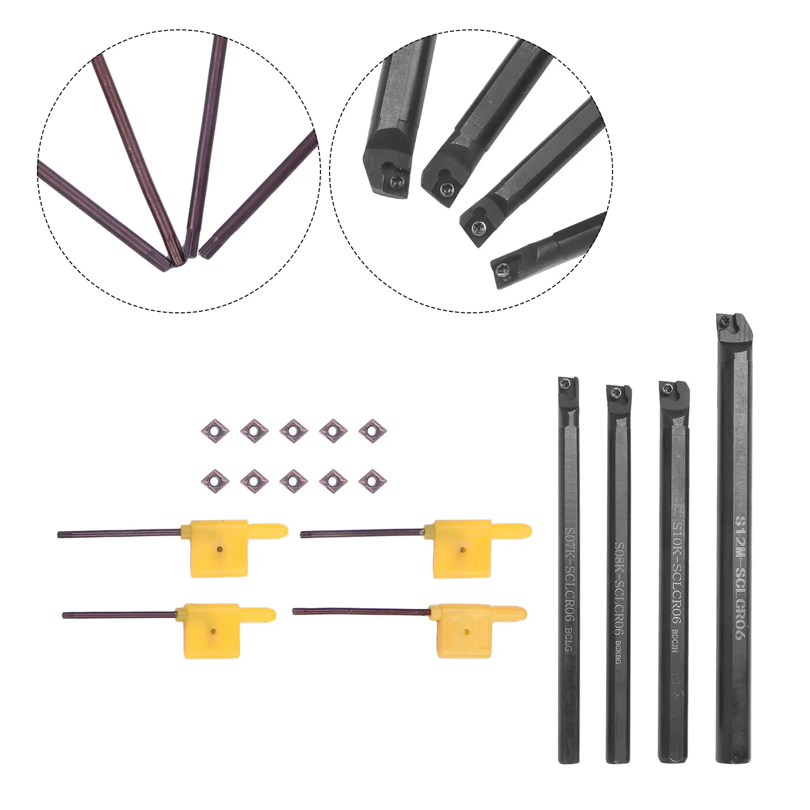 Optimize your machining performance 4p SCLCR06S07KS08S10KS12M turning tool holder + 10PC CCMT060204 carbide insert