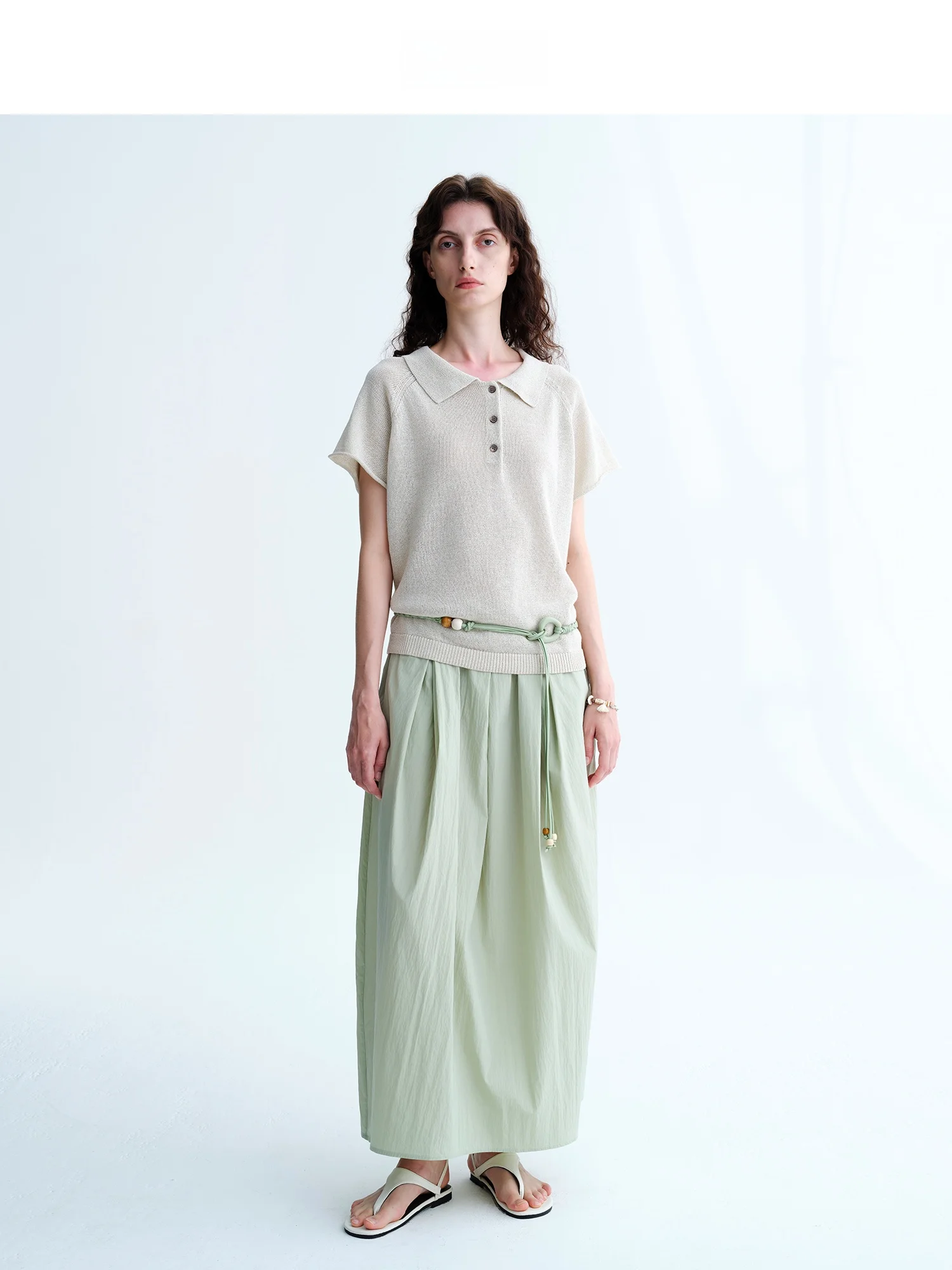 Klein Blue Long Elastic Waist Pleated Decorative Half Skirt Simple Versatile Commute Artistic Organic Cotton A-Line Skirt