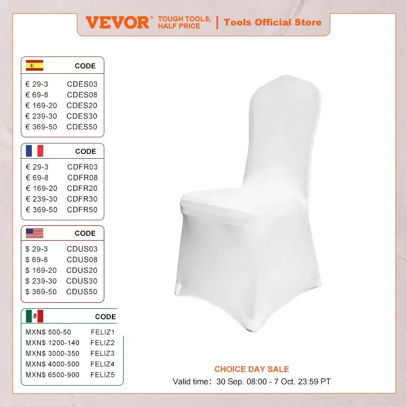 

VEVOR 50 100Pcs Wedding Chair Covers Spandex Stretch Slipcover for Restaurant Banquet Hotel Dining Party Universal Chair Cover