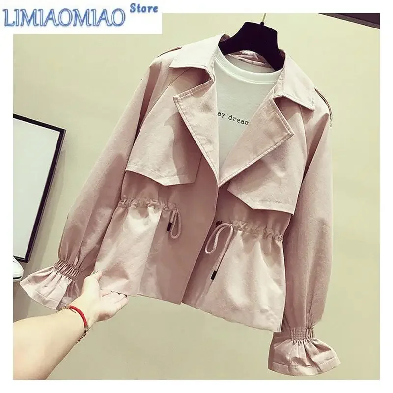 New Women's Short Windbreaker With Lining Coat Spring Snd Autumn Outerwear Korean Loose Student Trench Coat Female Fashion