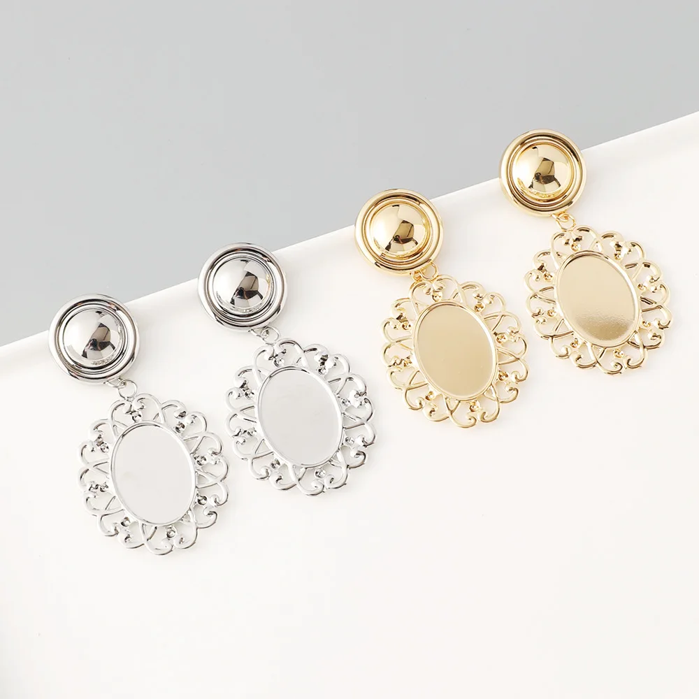 Retro hollow oval earrings women's fashion simple temperament earrings jewelry, extremely colorful new earrings