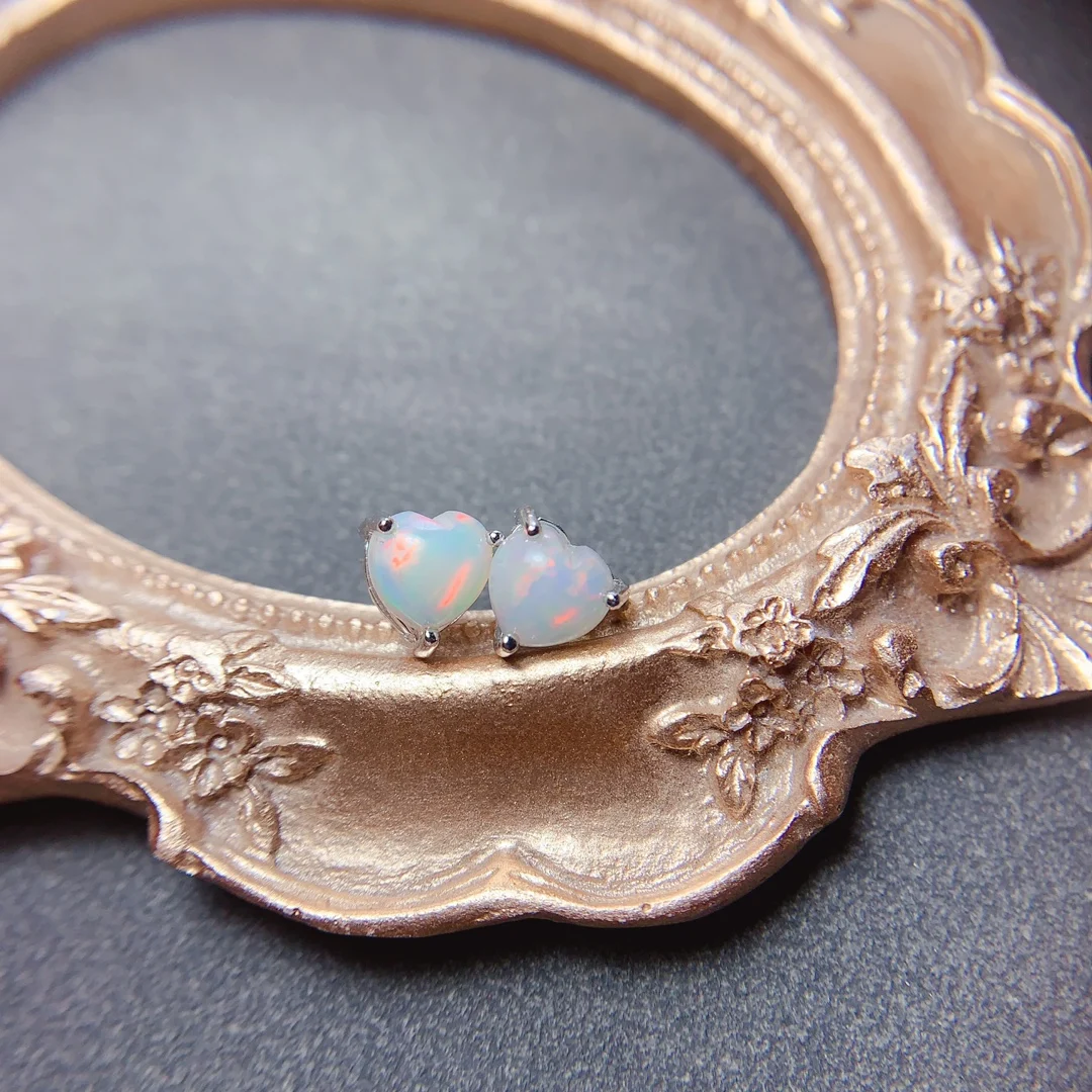 New Ladies Sterling Silver 925 natural opal Earrings Ladies High Quality Pendant Wedding Free Shipping Certified jewelry image 5