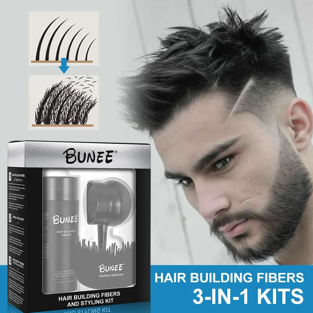 3-in-1 Hair Building Fiber Set: Comb + Spray + Fibers for Natural-Looking Volume | Holiday Gift Box