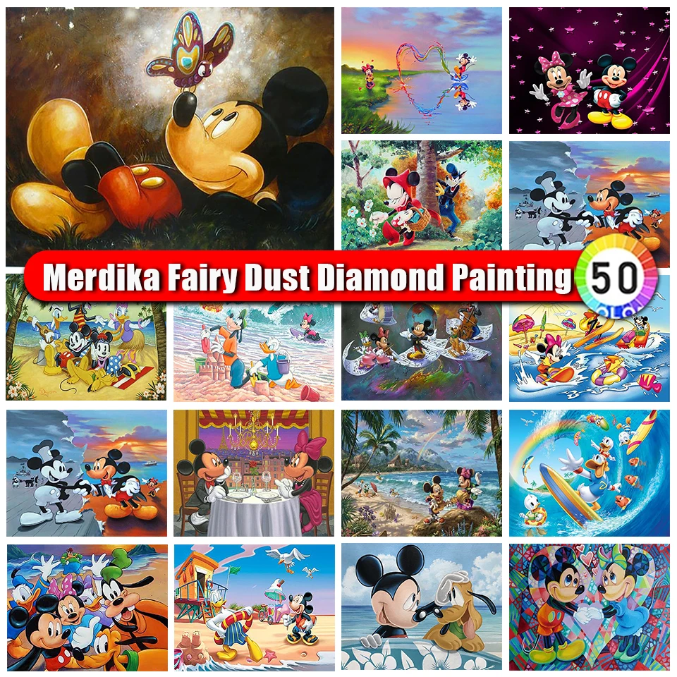 

Merdika Fairy Dust Disney Diamond Painting Cartoon Mickey Mouse Full Square Round Diamond Mosaic Embroidery Children's Gift