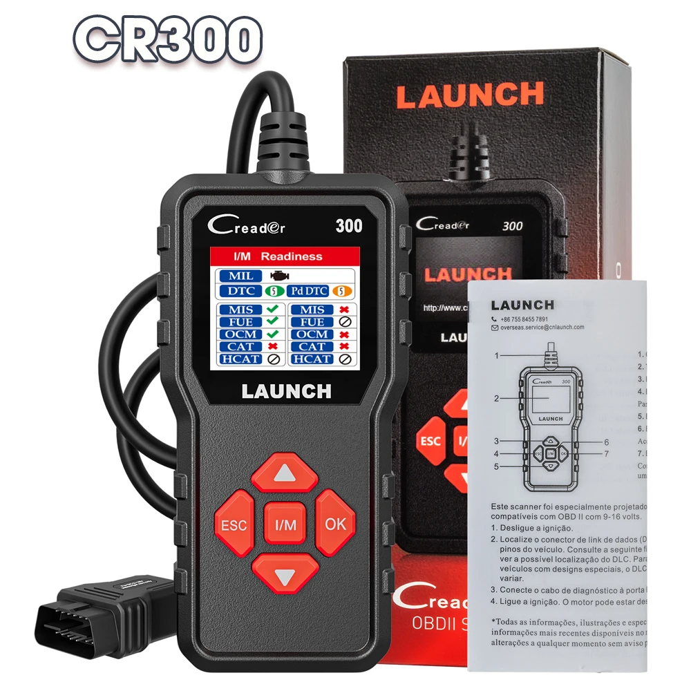 Lebenslange Kostenlose Updates LAUNCH X431 CR300 OBD2 Scanner Auto Codeleser Diagnose-Scan-Tools I/M Motor-Batterietester PK CR3001