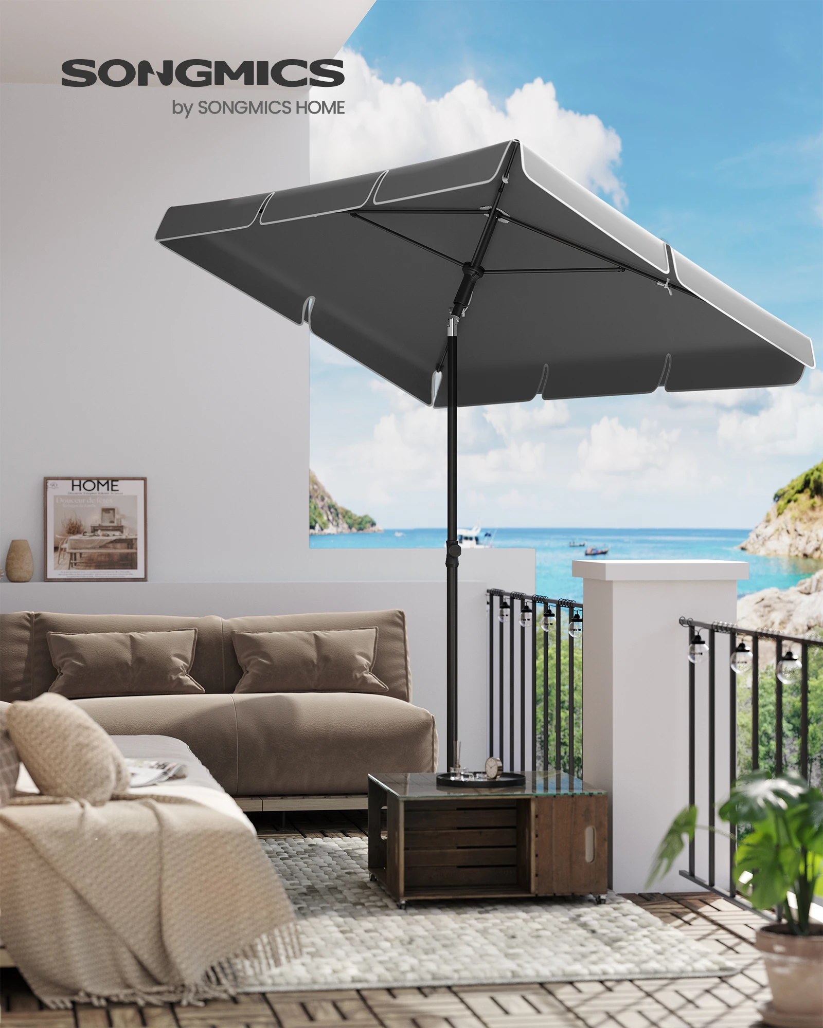 SONGMICS parasol, balkonkap, UPF 50+, opbergtas, zonder standaard - afbeelding 1