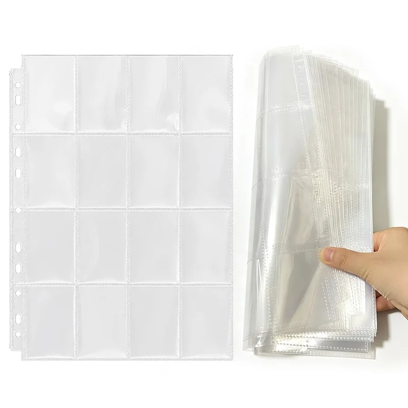 Bulk 16-Grid Card Protector Sleeves – Clear Plastic Sheet Inserts for Collectible Cards, Photo Albums & Hobby Scrapbooking TMZ