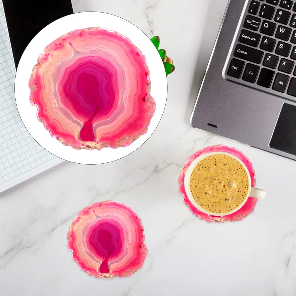 

2Pcs Unique Agate Coaster Set Agate Stones Material Heatproof Non-Slip Perfect Housewarming Gift Home Decor Wine Cup Mat