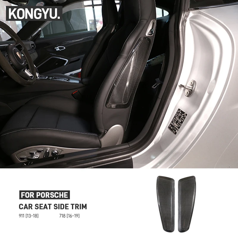 

Настоящее углеродное волокно, боковая накладка на сиденье автомобиля, ручка сиденья, накладка, наклейка, аксессуары для Porsche 718 2016-2019 911 2013-2018