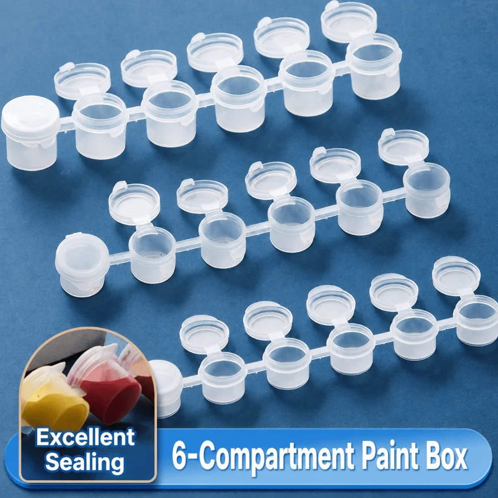 Portable Plastic Empty Paint Strip 6/8 Connected Refillable Paint Pots 2ml 3ml 5ml Pigment Subpackage Box Gouache