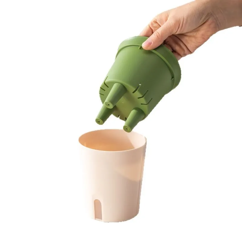 New Premium Lazy Self-priming Plastic Flower Pot Thickened Size Office Succulent Pot Free Watering Cross-border Fast Delivery