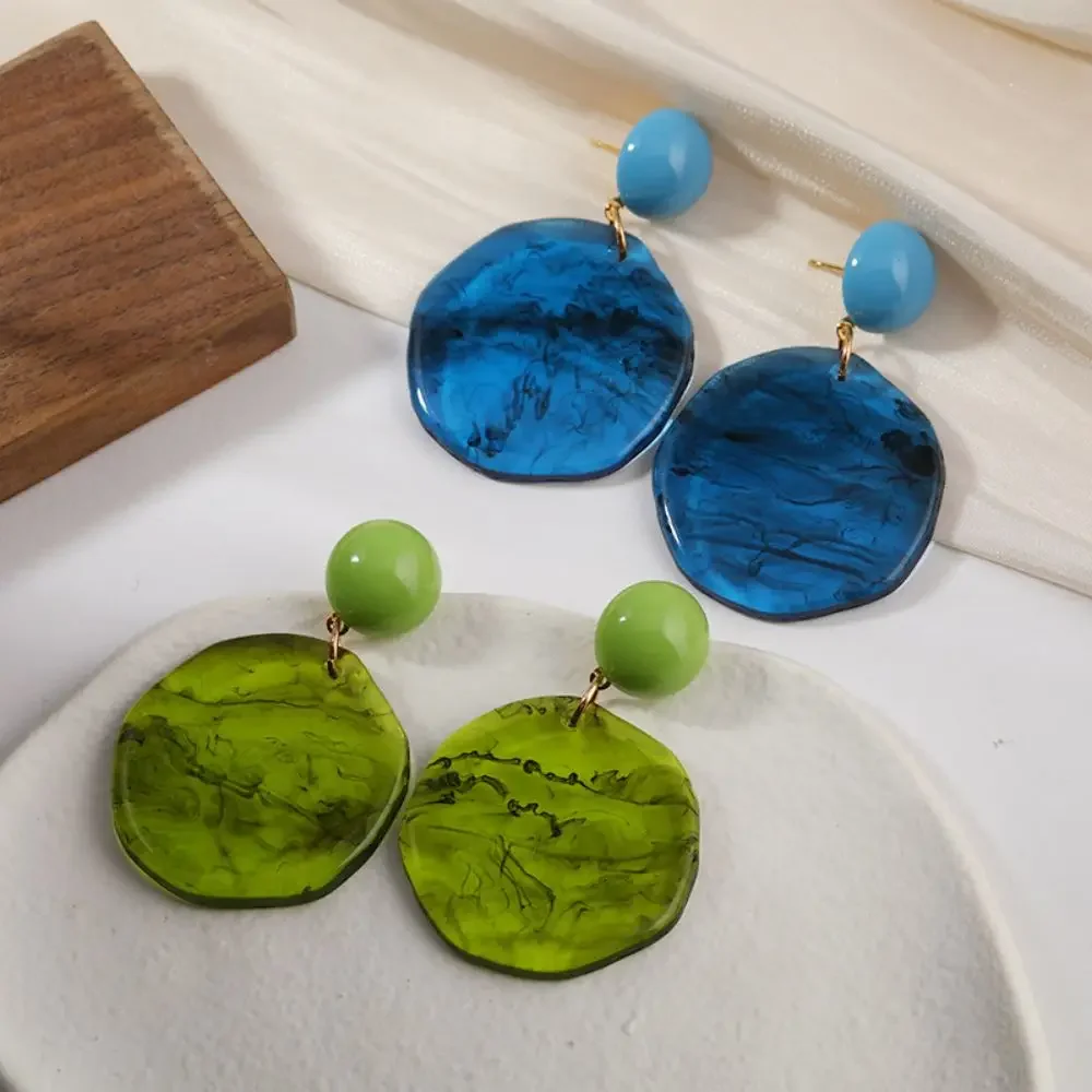 Personlaity Irregular Acrylic Stud Earrings Exaggerated Design Green Blue Big Earring For Fashion Trend Women Jewelry