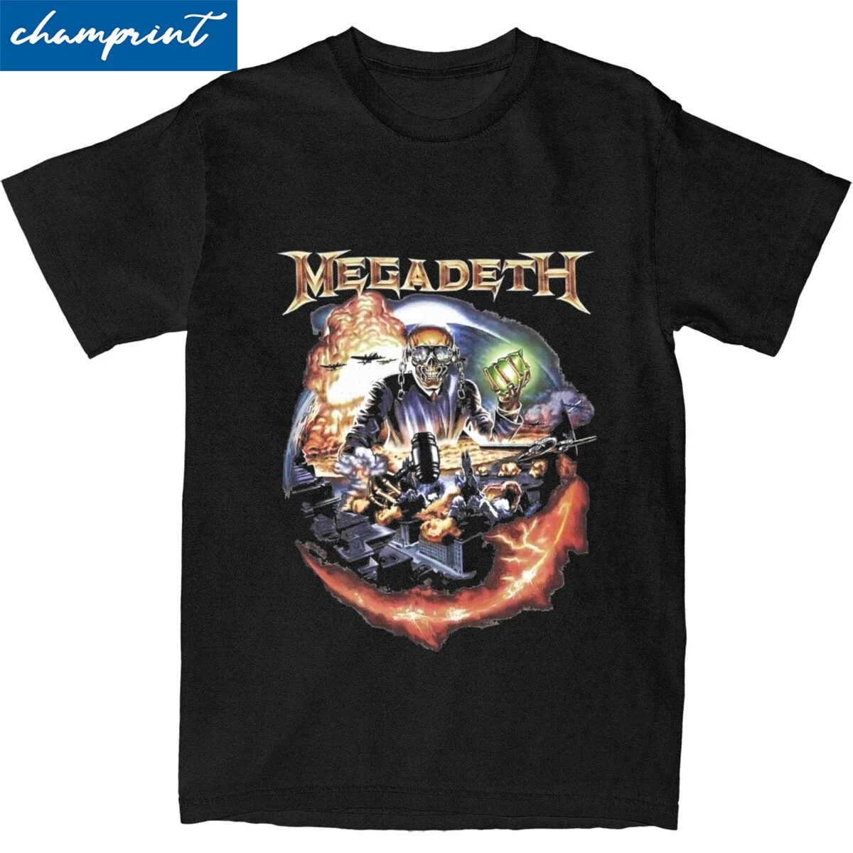 Vintage Megadeths Rust In Peace Tshirts Men Cotton Short Sleeve Crewneck Summer Tops Shirts