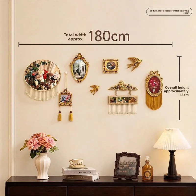 European retro French literary and artistic home decoration ornaments, gold engraved combination table photo frame photo wall