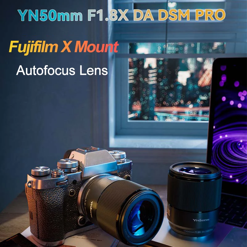 YONGNUO YN50MM F1.8X DA DSM PRO Auto Focus Camera Lens Large Aperture Fixed Focus Lens with OLED Display for Fujifilm X Mount