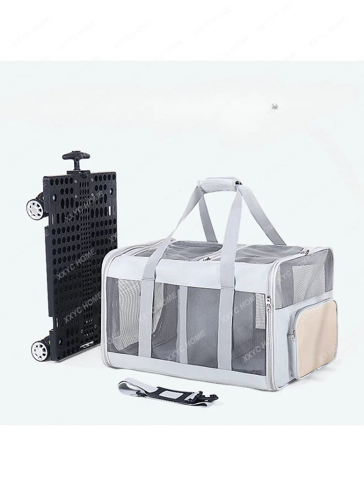 Pet Trolley Bag Large Cat Bag Dog out Portable Folding Dog Bag Cat out Compartment Isolation Cat Cage