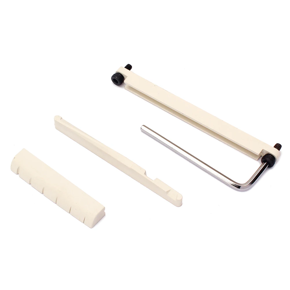 

Guitar Saddle Nut Set White Pom 8.1X2.5X1.0Cm For Electric Guitar Replacement Bone Bridge Pins Instrument Parts