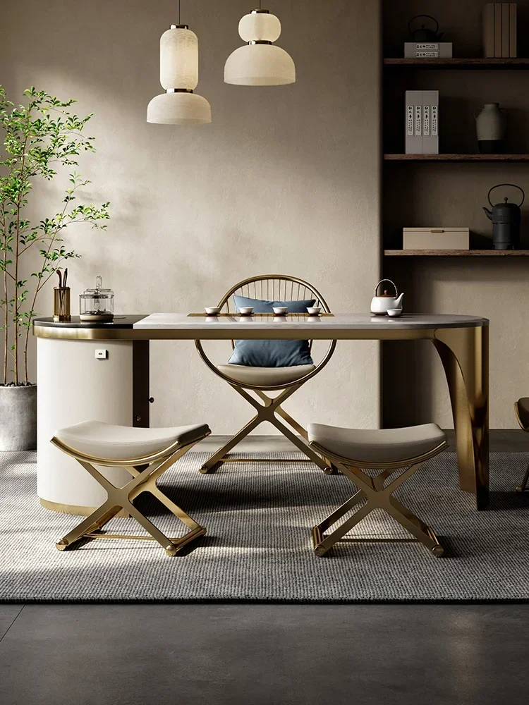 Modern Marble Natural Tea Table Combination Office Pure Chair