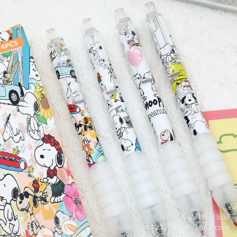 4PCS Cute Anime Snoopy Series  0.5mm Gel Pen Cartoon Character Creativity Printing Quick Drying Black Graffiti Neutral Pen