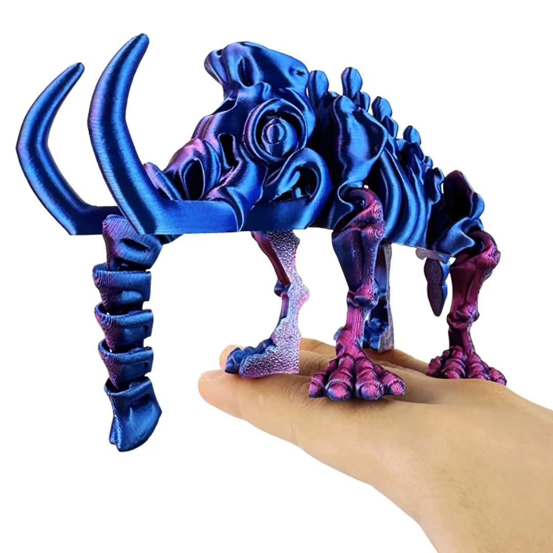 1pc 3D Printed Mammoth  Movable Joint Fidget Toy Creative Colorful Model Ornament Decoration Kids Toy for Children Birthday Gift