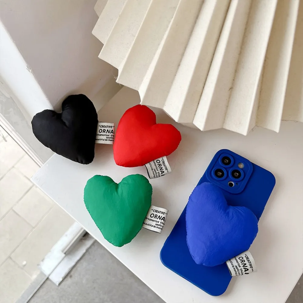 Plush Puff Love Heart Decompress Mobile Phone Griptok Holder Ring for IPhone 15 14 Samsung Huawei Accessories Phone Stand Holder