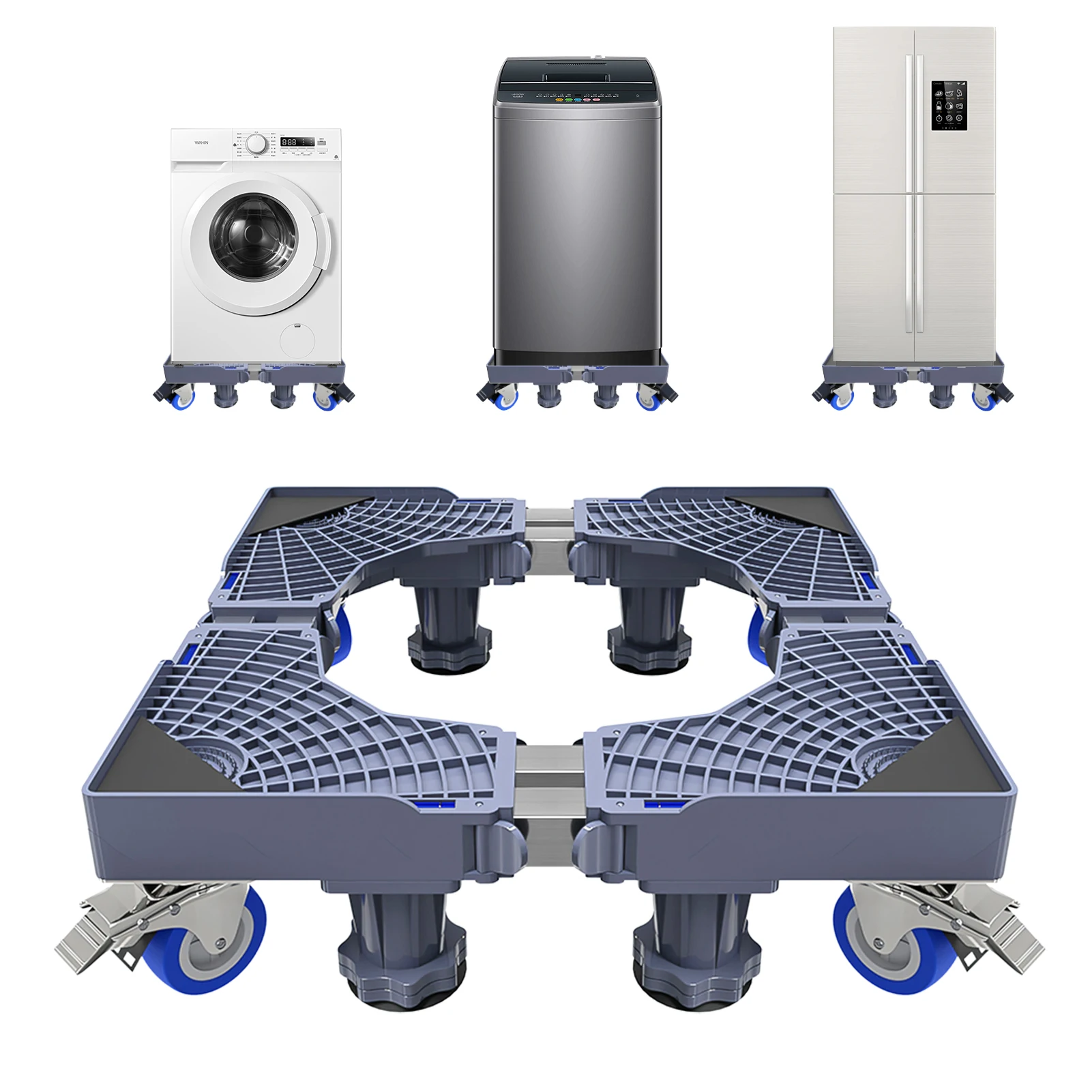 

Washer Dryer Pedestal with Shock Absorber Wheels Brakes, 20.5-26in Width/Depth Adjustable, 300lbs Capacity for Appliances