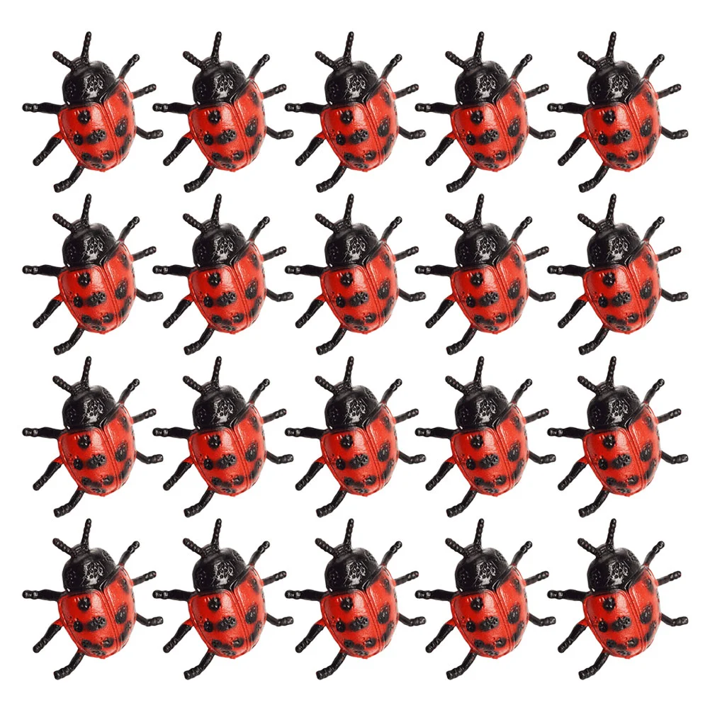 25 PCS Pvc Simulation Ladybug Toy Fake Prop Tricky Plastic Ladybird Spider Toys Insect Insects Artificial Child