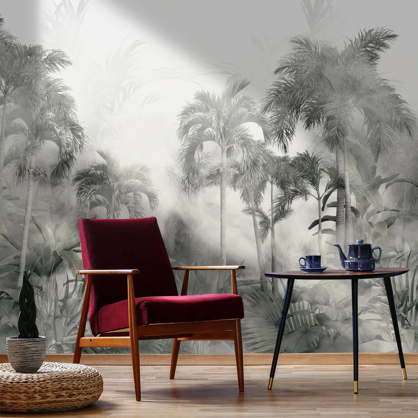 

Пользовательские американские французские пальмовые обои для ТВ-фона, обои для гостиной, спальни, украшения, настенная тканевая доска