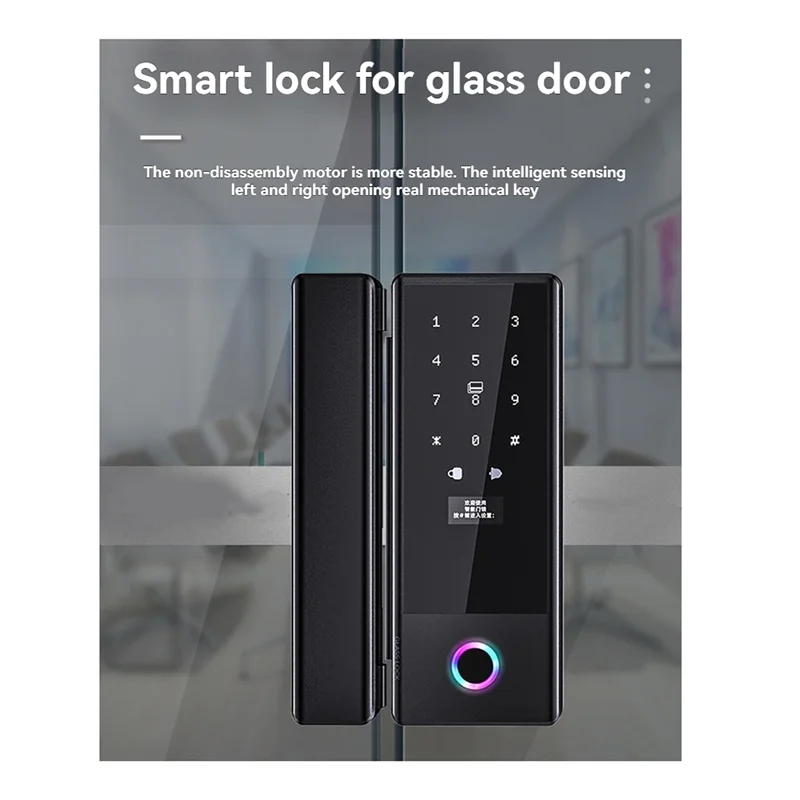 FEDI-Tuya Smart Home Fingerprint Lock With Biometric Recognition For Sliding Glass Doors Glass Door Electronic Lock Access Contr