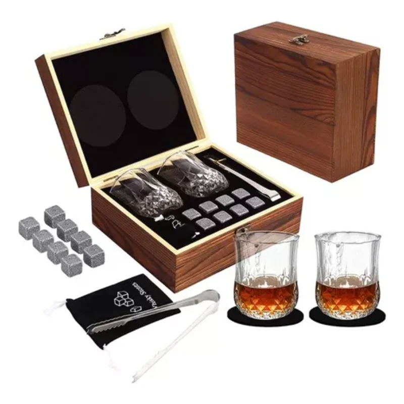 

Whiskey glass with 2 glasses and 8 cubes, granite wine project and cocktail wine accessories