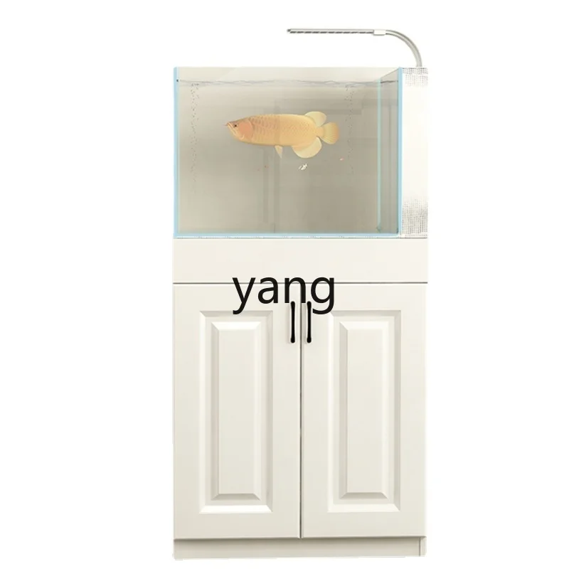 C X Super White Glass Fish Tank Living Room Small with Cabinet Integrated Vertical Landscape Aquarium