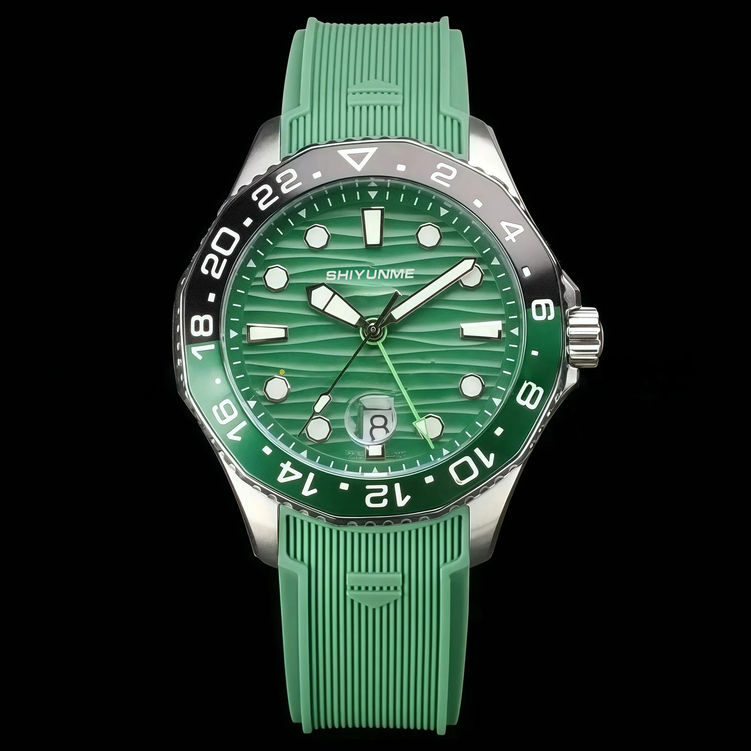 Магазин WATCH1 904L Мужские автоматические механические часы с календарем из нержавеющей стали, черный, синий, зеленый, керамический безель, сапфир