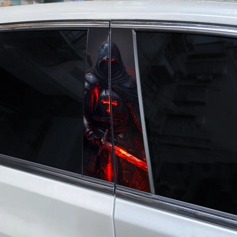 

2pcs Knight Warrior Car Decal Car B-Pillar Vinyl Decal Waterproof Car Covered With Scratch Decorative Decal DIY Car Door Post